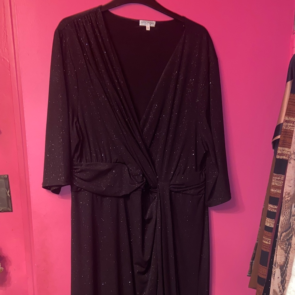 Kiyonna Black Sparkle Long Sleeve Dress